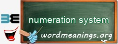 WordMeaning blackboard for numeration system